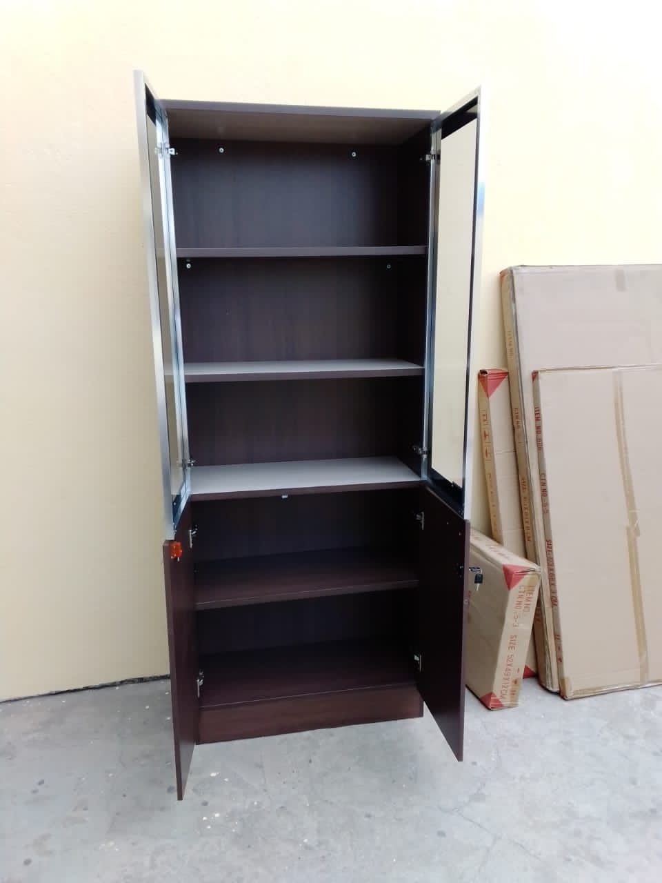 wooden half glass cabinet