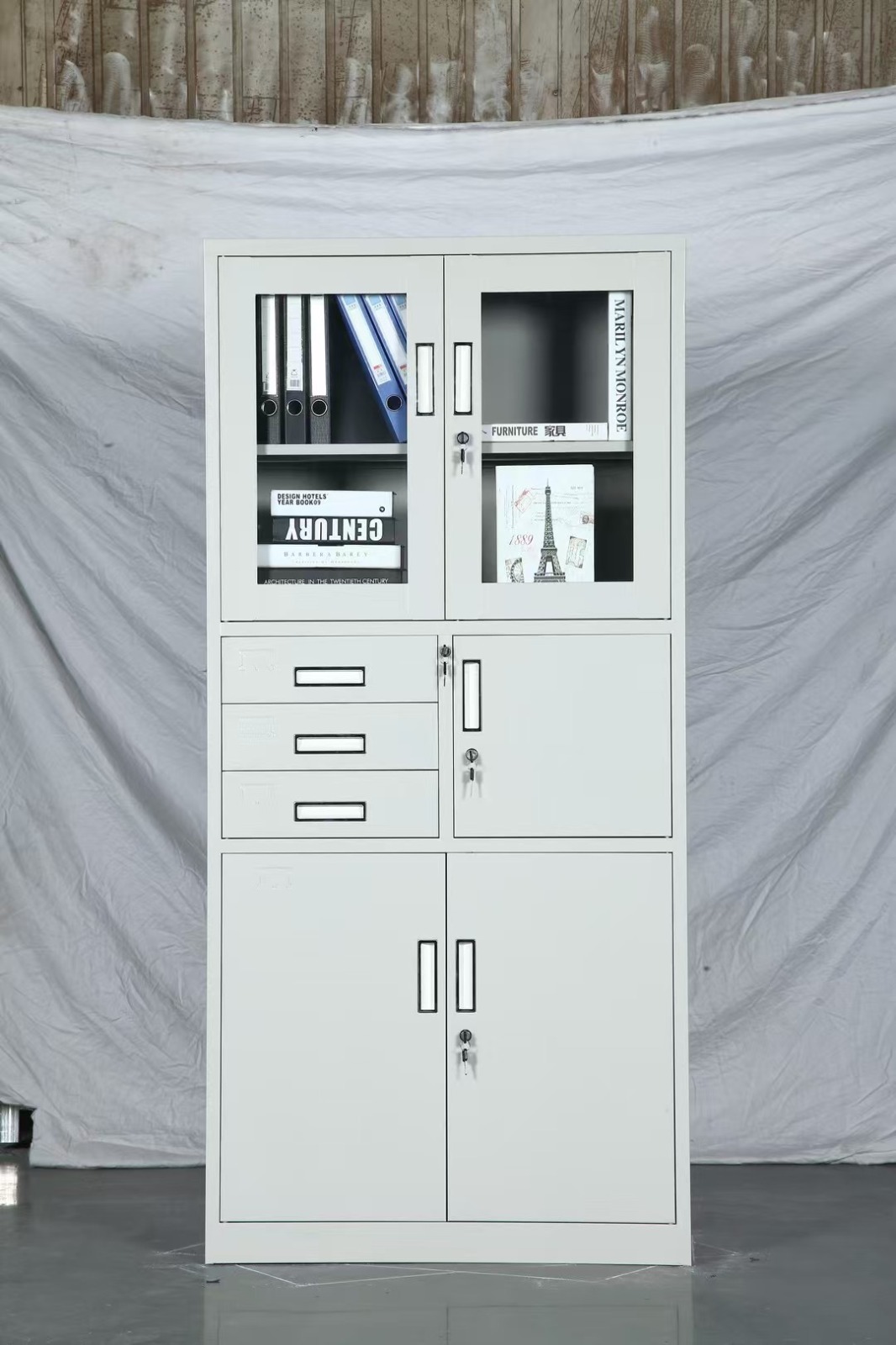 Half glass metal cabinet