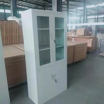 half glass metallic cabinet